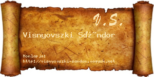Visnyovszki Sándor névjegykártya